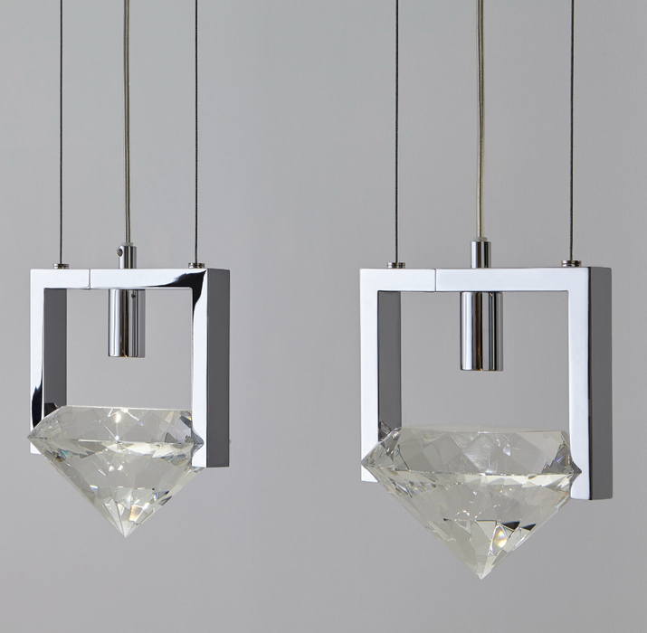 Lámpara de araña de cristal de lujo en forma de diamante para comedor/sala de estar/isla de cocina