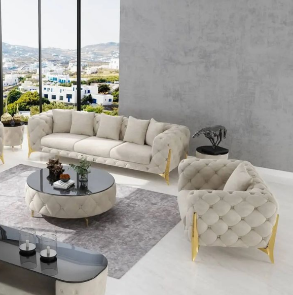 Luxury 1/2/3-Seater Cream Sofa
