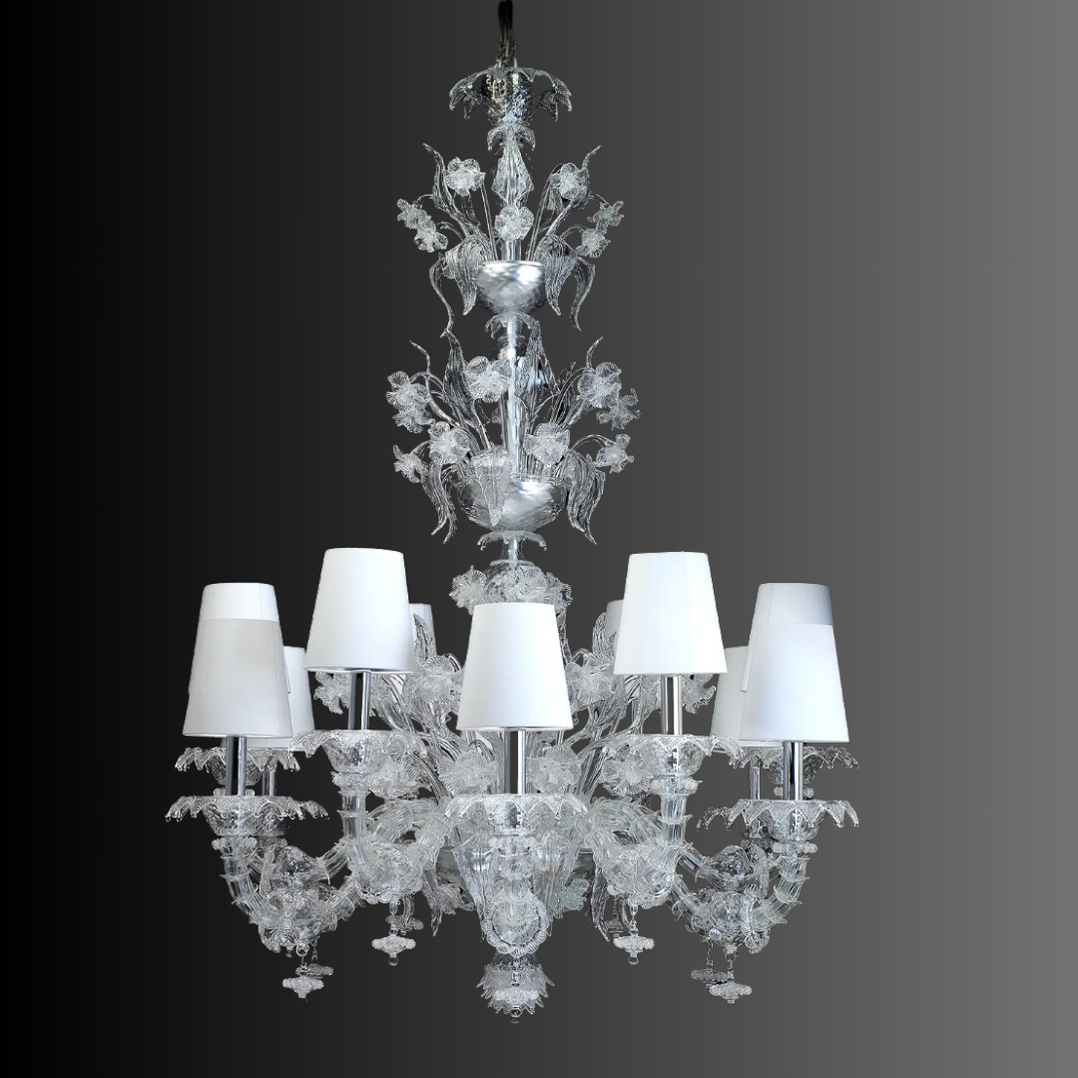 Luxury Crystal Flower Chandelier with White Lampshade for Living Room ...