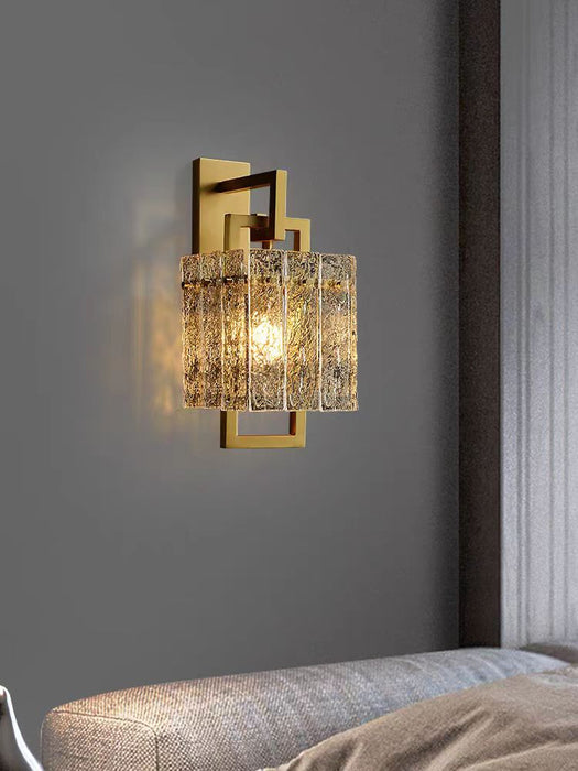 Modern Glass Shade Wall Light in Brass for Bedroom/Hallway