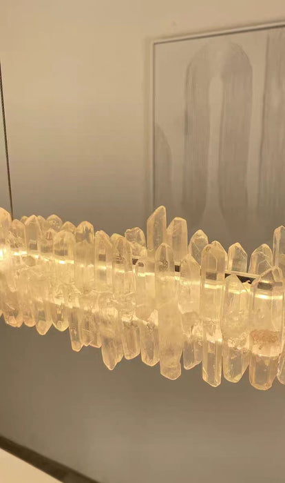Modern Style Linear Natural Crystal Chandelier