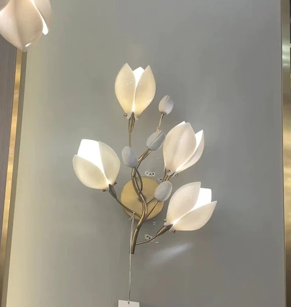 Anello di magnolia in ceramica creativa di design artistico/lampadario lineare per camera da letto/soggiorno/sala da pranzo/isola cucina