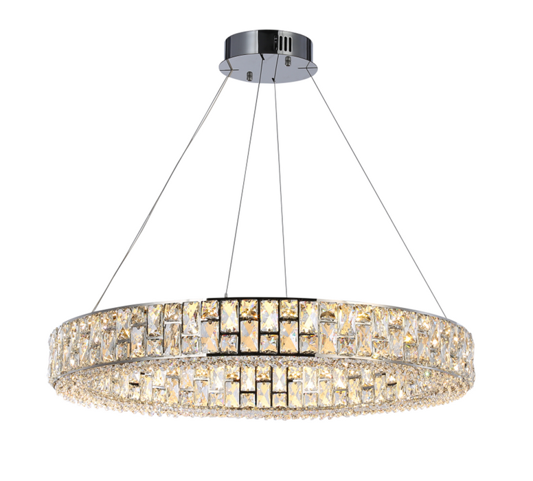 Lámpara de araña de cristal empalmada redonda/ovalada de lujo ligera para sala de estar/comedor/isla de cocina