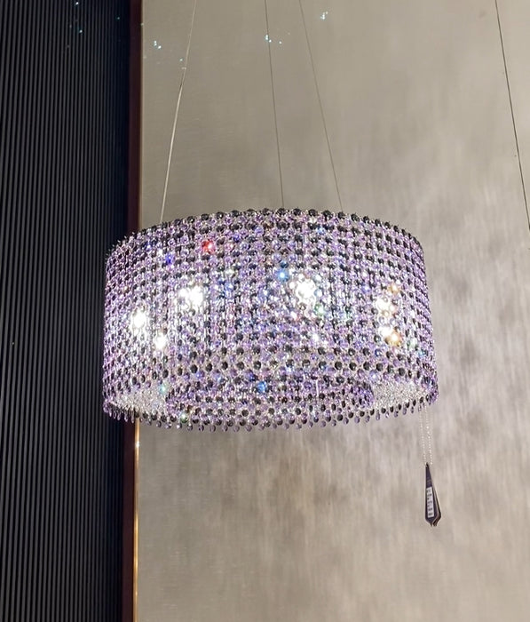 Apparecchio di illuminazione a sospensione rotondo a soffitto rotondo in cristallo di lusso in stile italiano