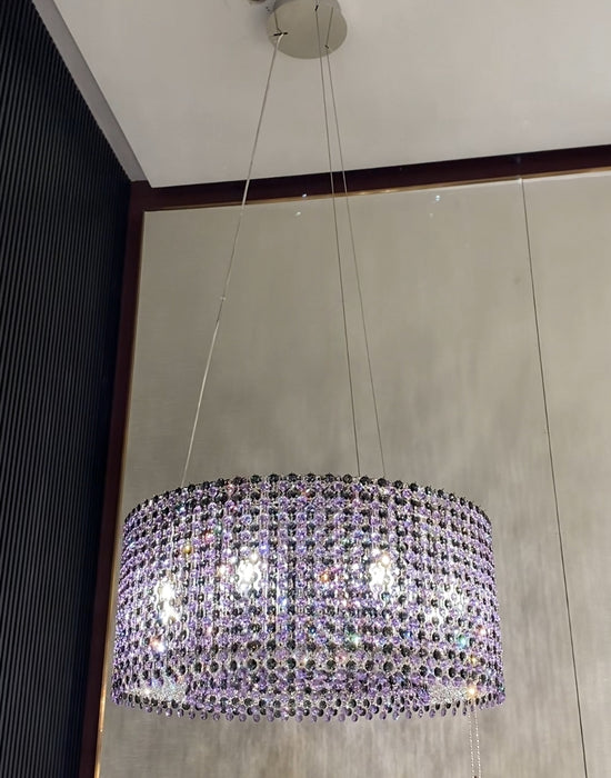 Apparecchio di illuminazione a sospensione rotondo a soffitto rotondo in cristallo di lusso in stile italiano