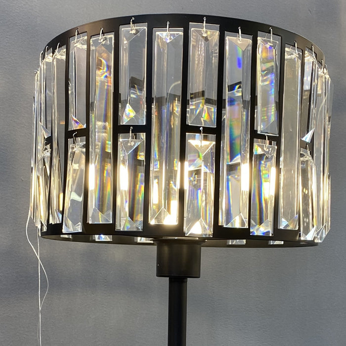 Modern Black Finish Crystal Table Lamp