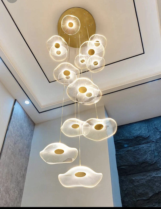 Modern 6/10/15/30 Lights Acrylic Chandelier in Gold Finish