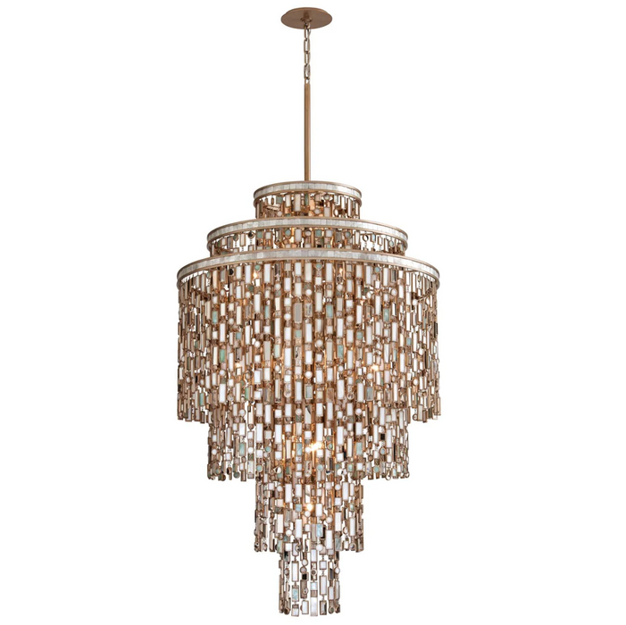 Designer Style Multi-tier Vintage Colorful Plaid Glass Chandelier for Hallway/Living Room/Foyer