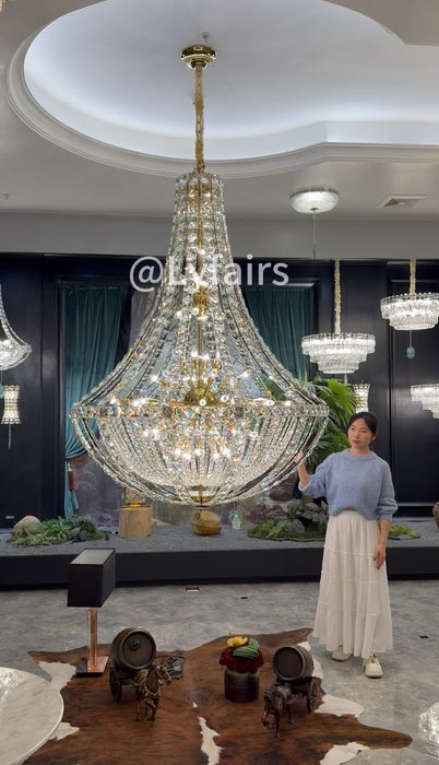 Nuovo lampadario di cristallo extra large, lussuoso ed elegante, per soggiorno/scala/foyer/villa/sala duplex