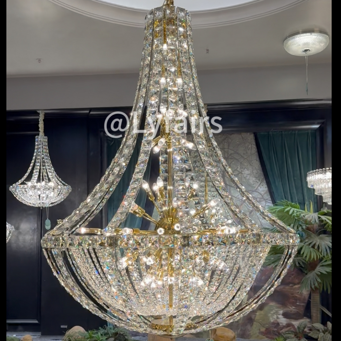 Nuovo lampadario di cristallo extra large, lussuoso ed elegante, per soggiorno/scala/foyer/villa/sala duplex