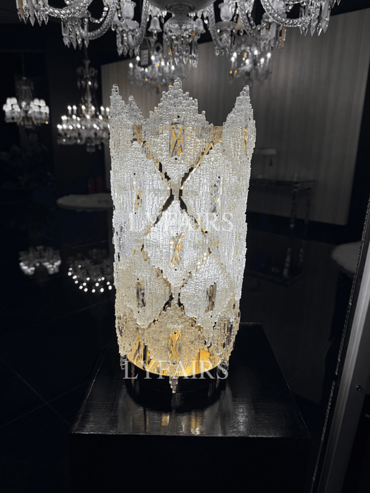 Modern Luxury Diamond Lattice Cylinder Crystal Table Lamp