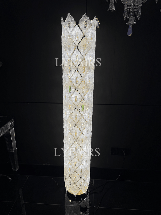 Modern Luxury Diamond Lattice Cylinder Crystal Floor Lamp
