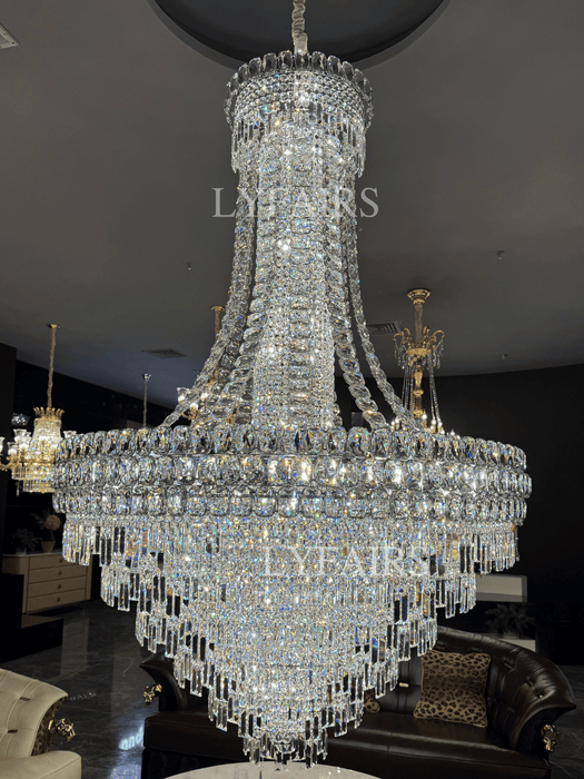 Modern Luxury Grand Tiered Waterfall Crystal Chandelier