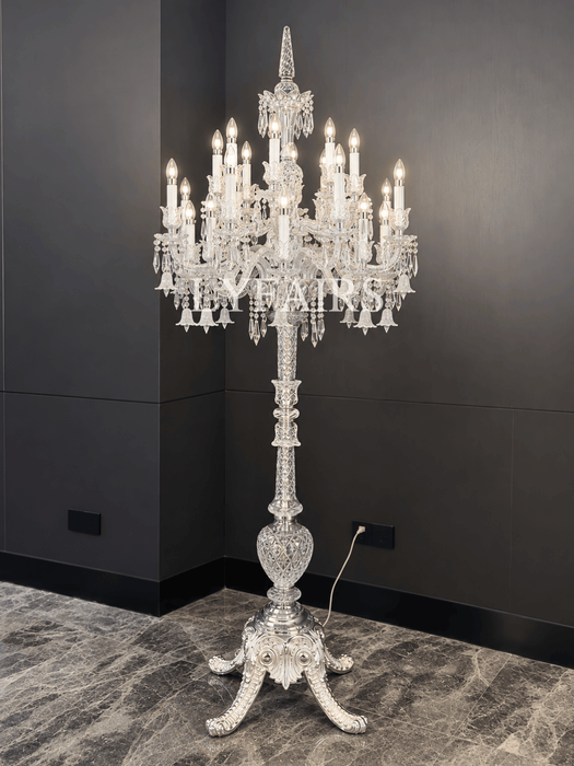 Lámpara de Pie de Cristal con Luz de Vela de Lujo