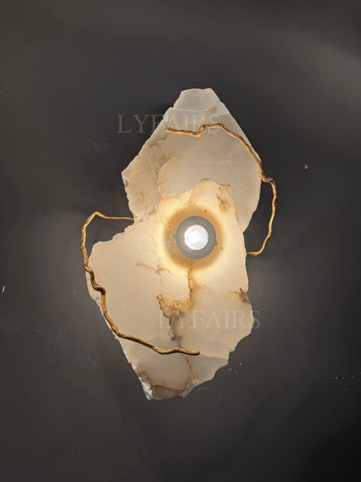 Modern Irregular Natural Alabaster Slab Art Wall Sconce