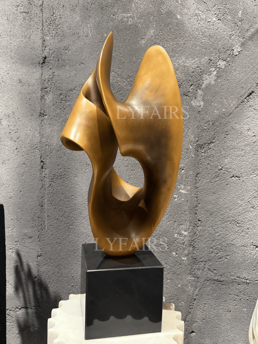 Sweeping Curvilinear Abstract Bronze-Tone Sculpture