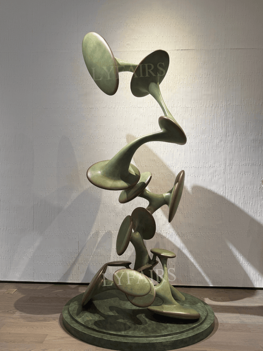 Ascending Organic Verdigris Patina Abstract Mushroom Floor Sculpture