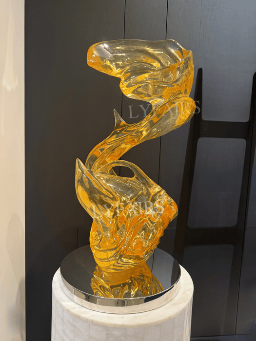 Amber Abstract Fluid Swirl Art Sculpture