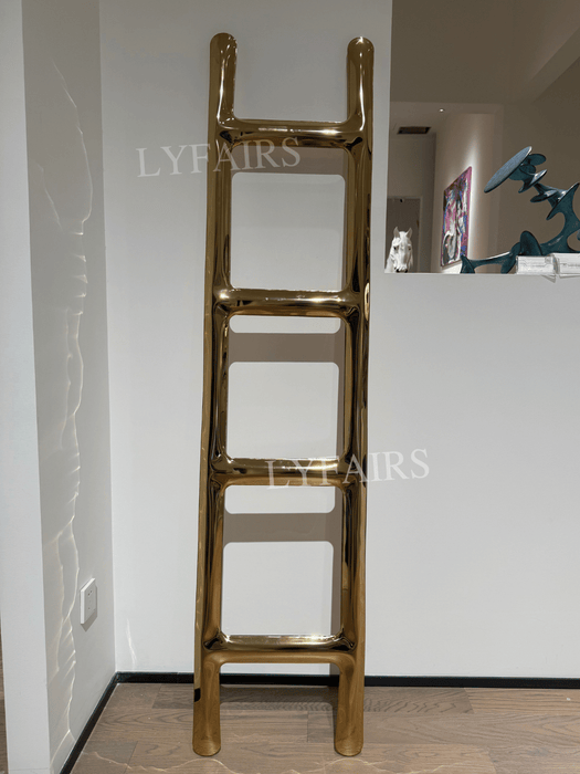 Modern Polished Gold Tubular Ladder Art Sculpture