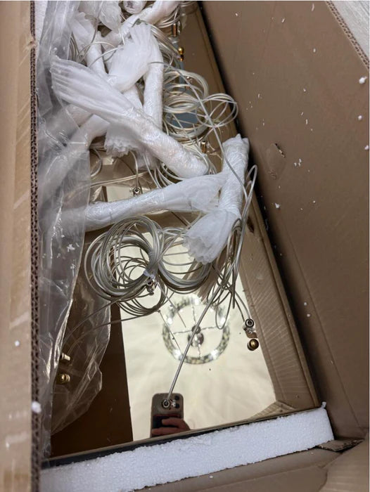 Modern Cascade Raindrop Linear Crystal Chandelier in Mirror Bronze Finish