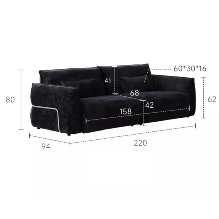 Scandinavian Medieval Style Simple 3/4 Seater Chenille Straight Sofa