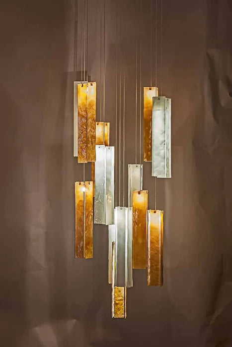 Art Design 1/25/60/84-Light Colorful Rectángulo Cluster Glass Tile Colgante/Lámpara de araña
