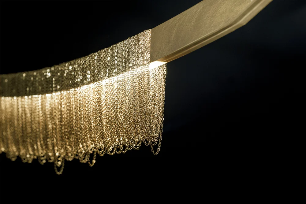 Modern Sculptural Curved Fringe Pendant Lamp
