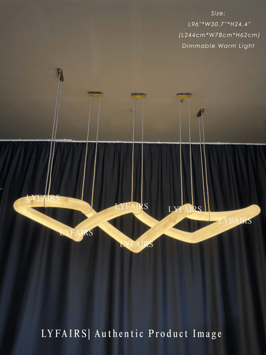 Modern Statement Infinity Wavy Twist Alabaster Chandelier