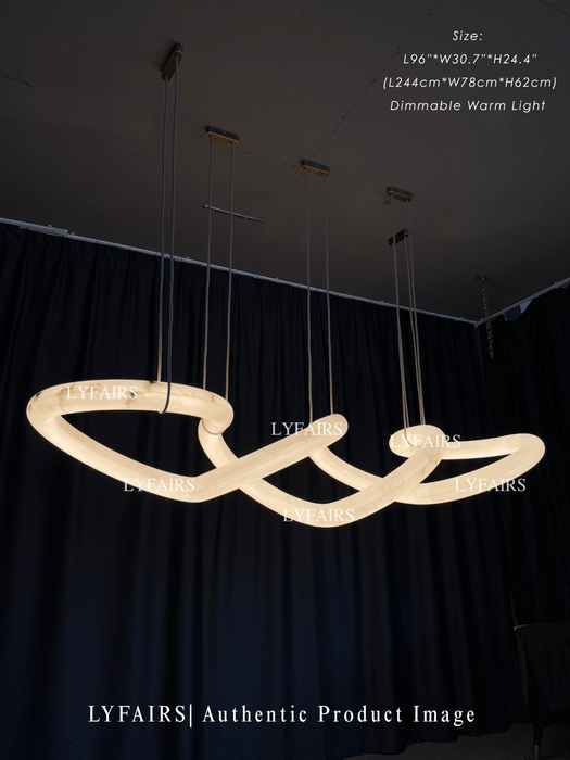 Modern Statement Infinity Wavy Twist Alabaster Chandelier