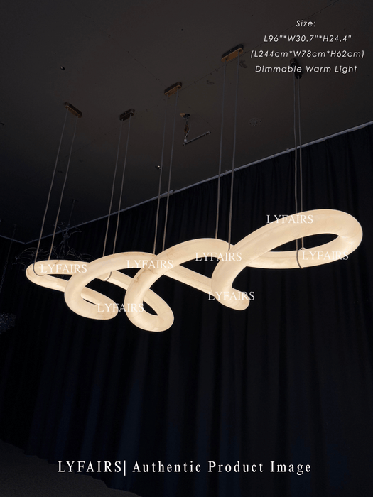 Modern Statement Infinity Wavy Twist Alabaster Chandelier