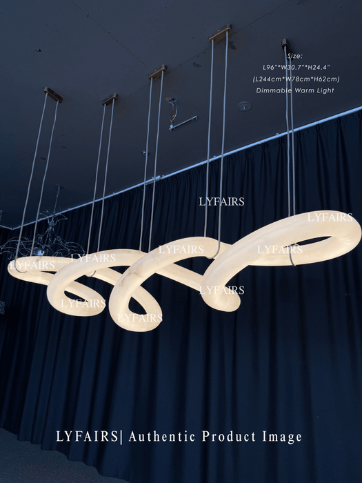 Modern Statement Infinity Wavy Twist Alabaster Chandelier