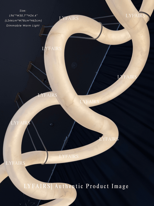 Modern Statement Infinity Wavy Twist Alabaster Chandelier