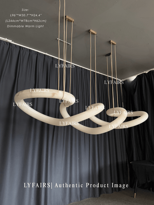 Modern Statement Infinity Wavy Twist Alabaster Chandelier