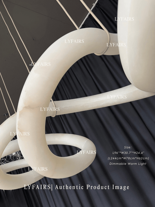 Modern Statement Infinity Wavy Twist Alabaster Chandelier