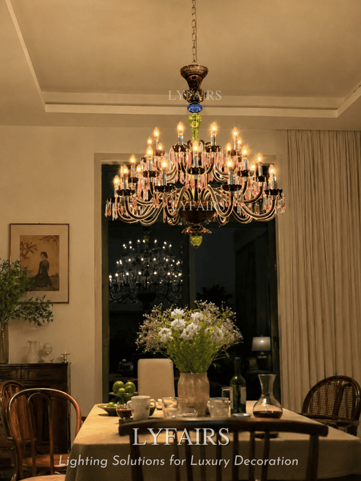 Luxury Empire Colorful Crystal Chandelier for Living Room/Bedroom/Entryway/Hotel/Restaurant