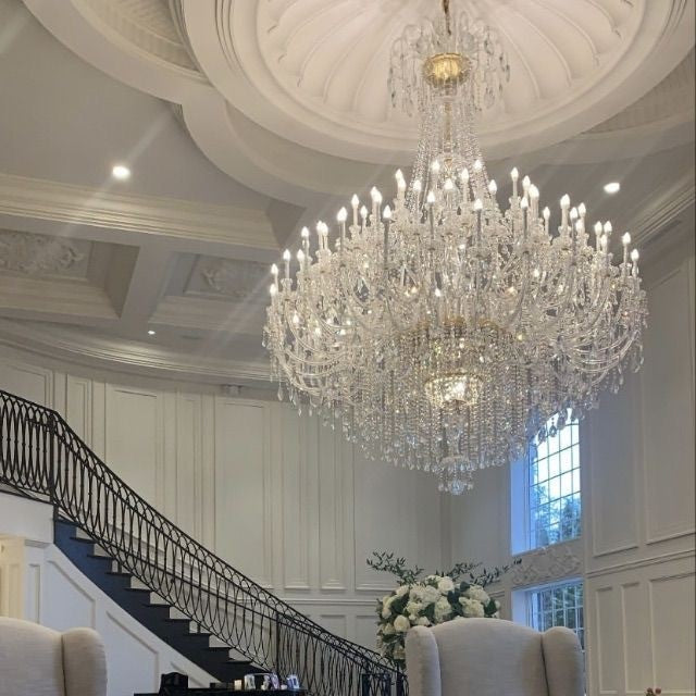 Lámpara de araña de cristal tradicional clásica extragrande, 60/72/90 luces para hotel/sala de exposición/vestíbulo/salón de bodas/cafetería