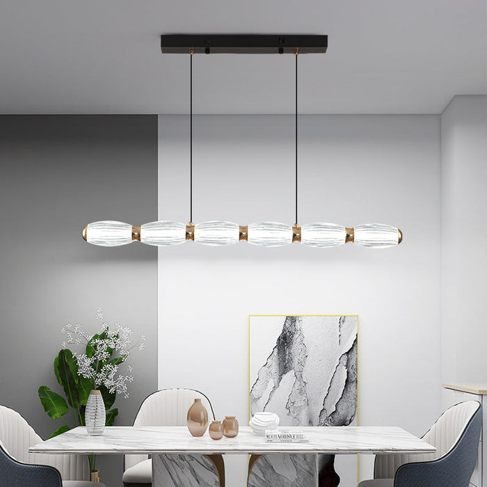 Modern Linear Ribbed Acrylic Pendant Light for Dining Room/Kitchen Island
