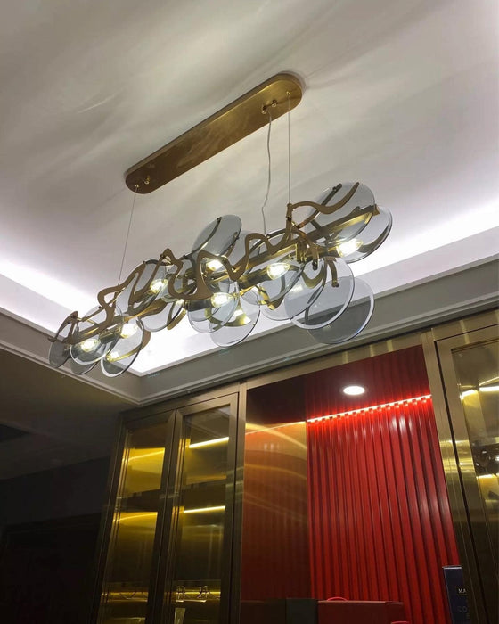 Post-modern Light Luxury Minimalist Round Glass Cluster Chandelier for Dining/Living Room/Bedroom