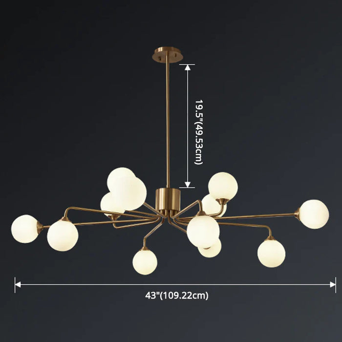 Staggered  Glass Globes 6/12 Lights Chandelier Fixture Handing Light For Dining Room
