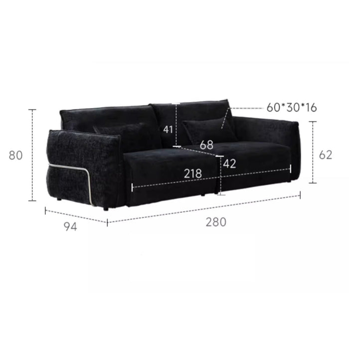 Scandinavian Medieval Style Simple 3/4 Seater Chenille Straight Sofa