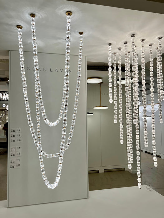 Lampadario creativo con pendente in vetro con collana di perle per soggiorno/sala da pranzo/scala