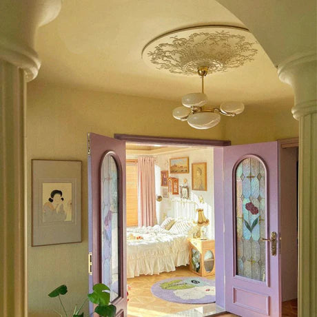 Lampadario in ottone opale bianco vintage scandinavo americano della metà del secolo per soggiorno/camera da letto