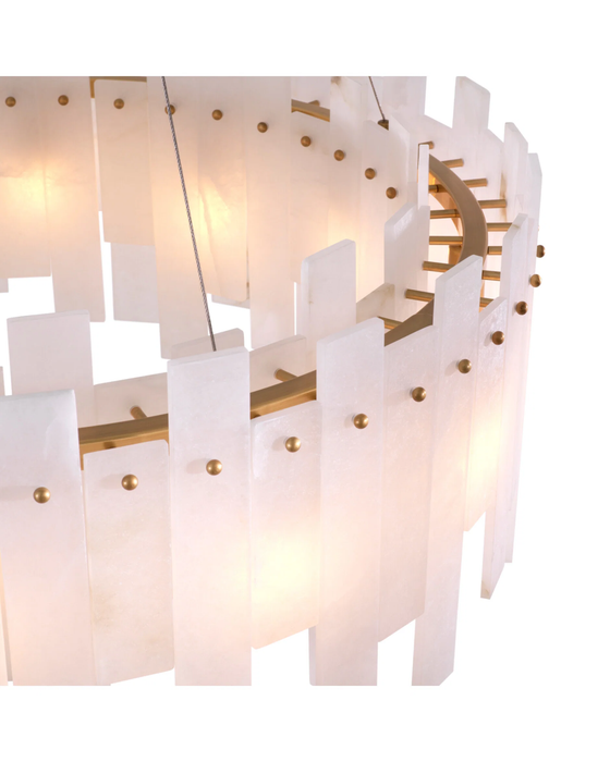 Modern Organic Slabs Round Alabaster Ring Chandelier
