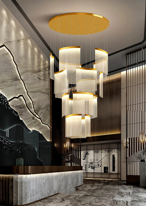 Modern Luxe Translucent Tiered Acrylic Chandelier for High Ceilings
