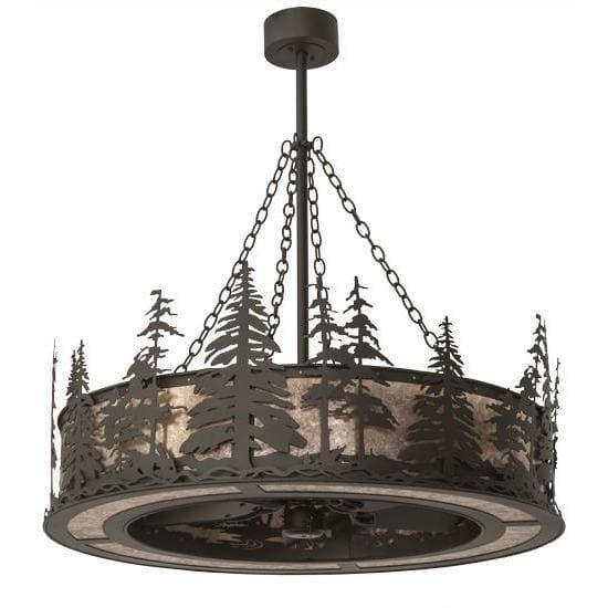 Rustic Pine Tree Forest Chandelier Fan Light