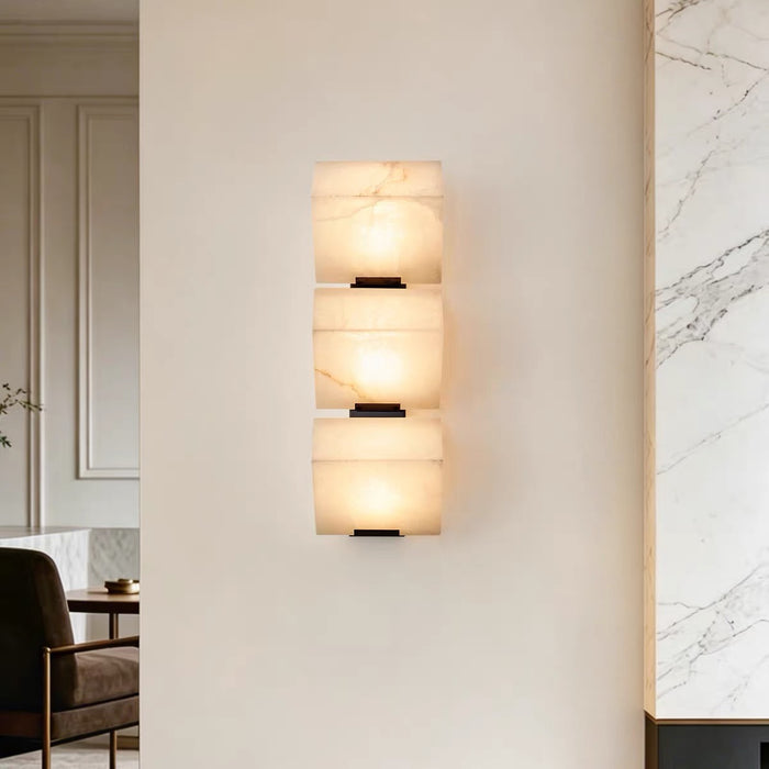 Modern Minimalist Pyramid Natural Alabaster Wall Sconce
