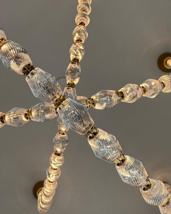 Lampadario creativo con pendente in vetro con collana di perle per soggiorno/sala da pranzo/scala