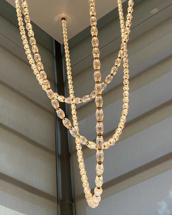 Creative Glass Pearl Necklace Pendnat Chandelier for Living/Dining Room/Staircase