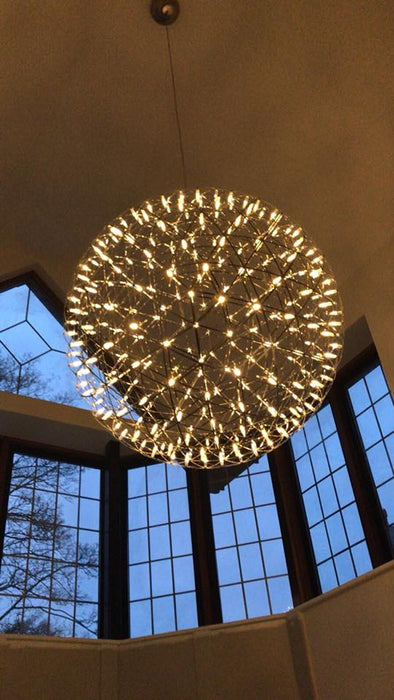 Round Starry Sky Chandelier Light Fire Ball Ceiling Lighting For Living Room Or Cottage
