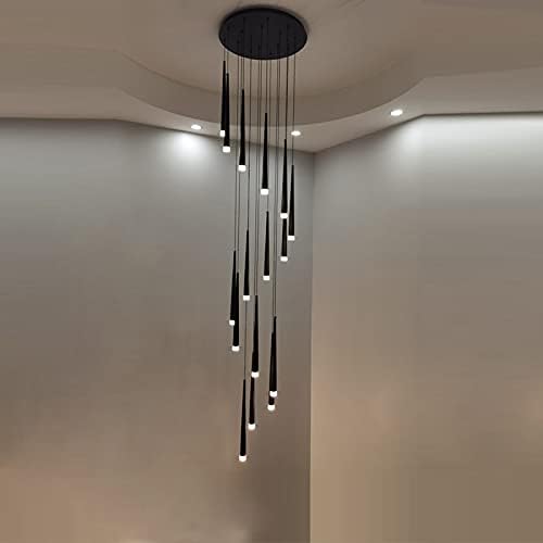 Minimalism Foyer Staircase Chandelier Ceiling Pendant Lighting Fixture For Living Room Entryway In Gold/ Black Finish